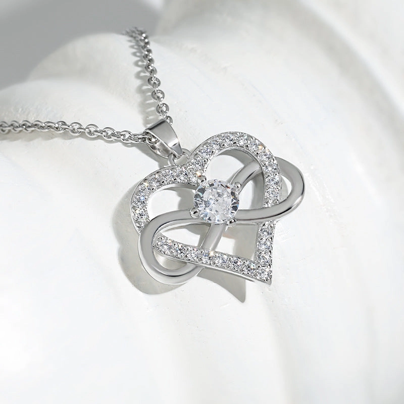 Wholesale 8-shaped infinity symbol zircon heart necklace