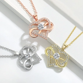 Wholesale 8-shaped infinity symbol zircon heart necklace