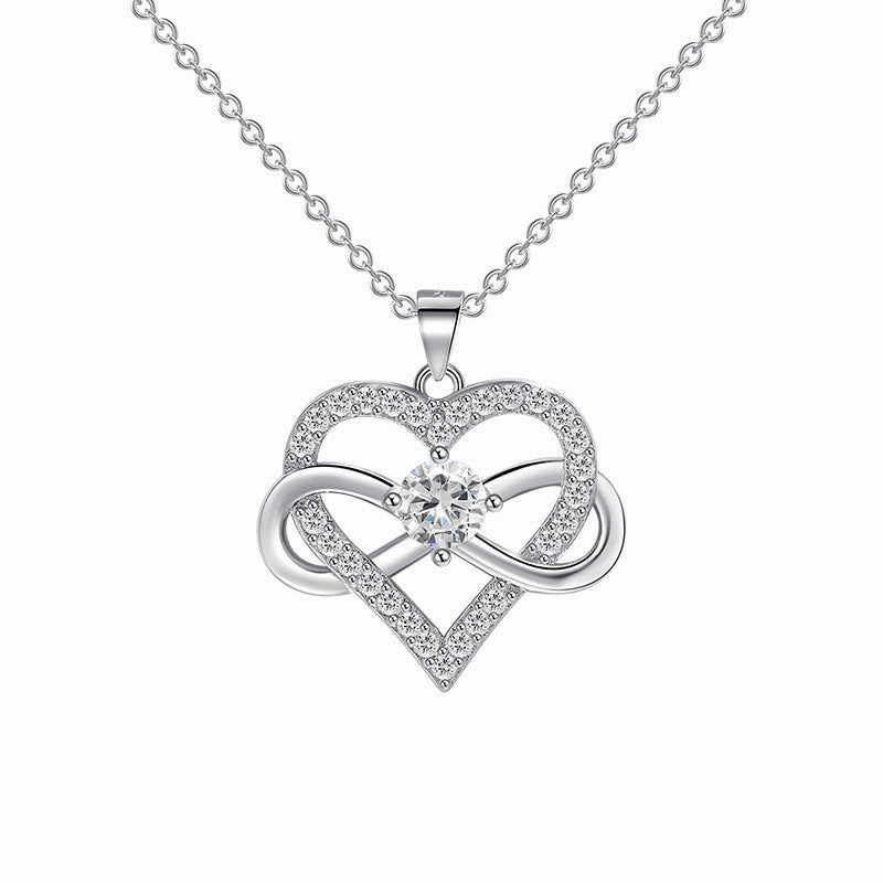Wholesale 8-shaped infinity symbol zircon heart necklace
