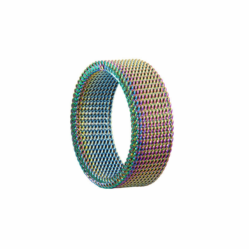 Wholesale 8MM Titanium Steel Deformable Multicolor Mesh Ring