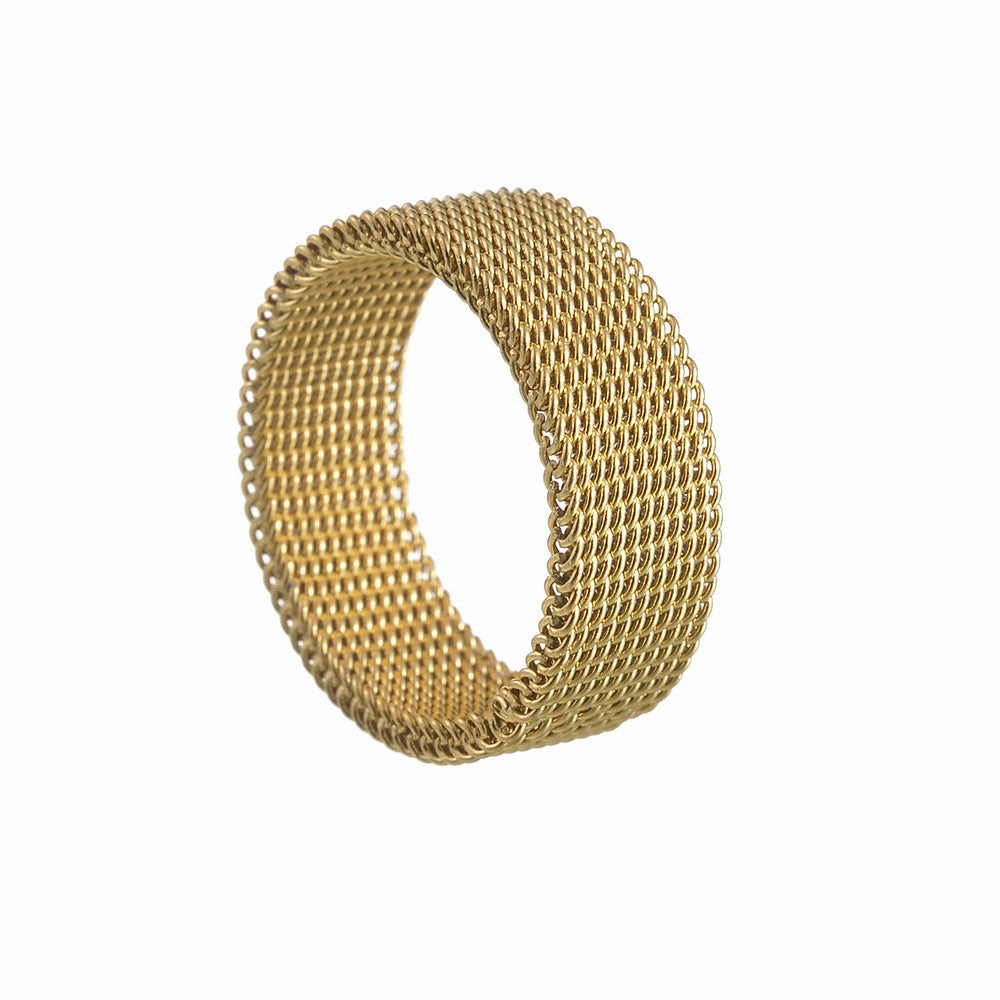 Wholesale 8MM Titanium Steel Deformable Multicolor Mesh Ring