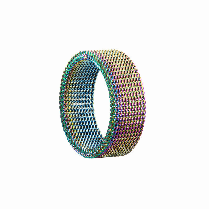 Wholesale 8MM Titanium Steel Deformable Multicolor Mesh Ring