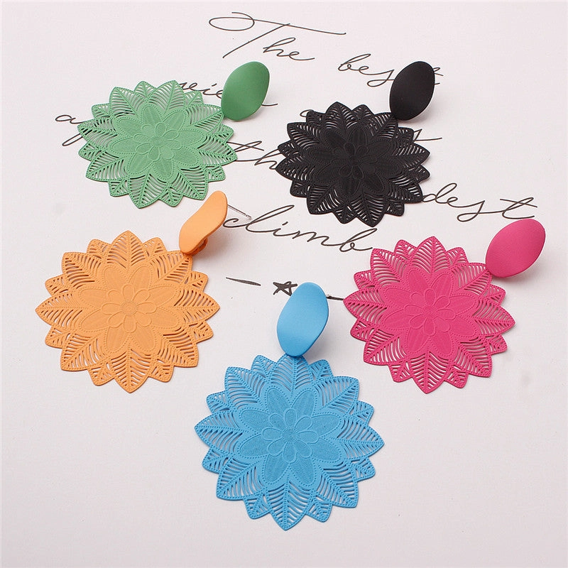 Wholesale 925 silver exaggerated forest black flower earrings earrings super fairy girl temperament net celebrity earrings