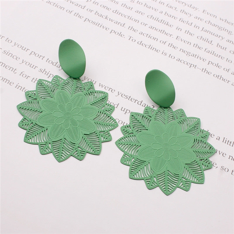 Wholesale 925 silver exaggerated forest black flower earrings earrings super fairy girl temperament net celebrity earrings