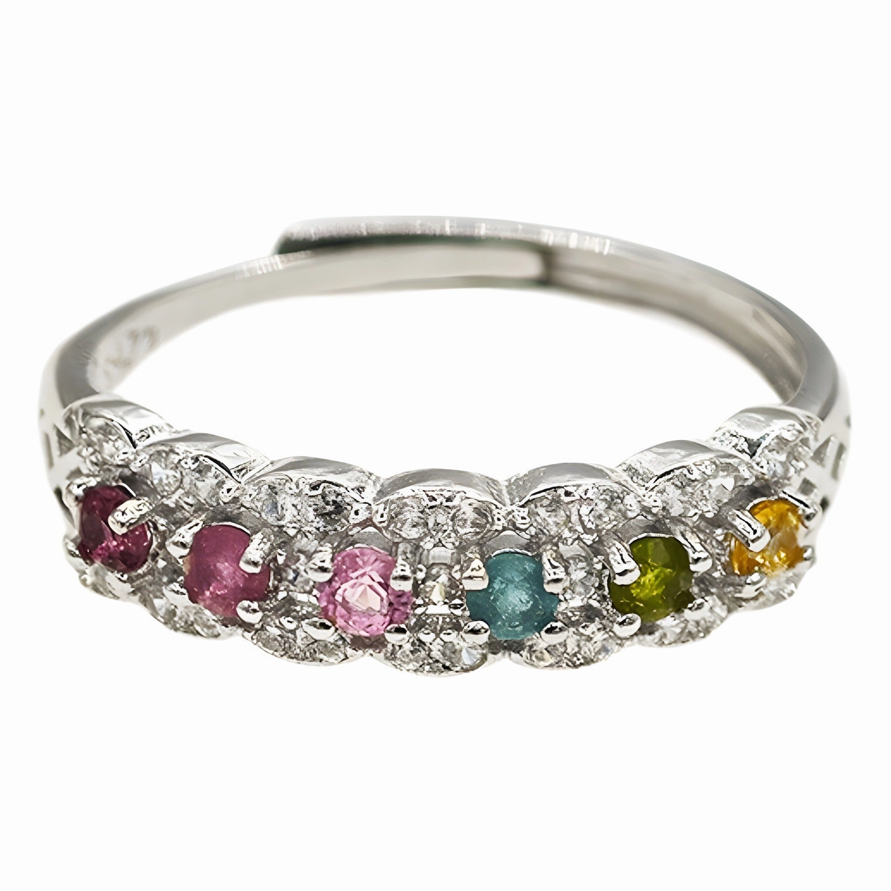 Wholesale 925 silver natural colored tourmaline ring