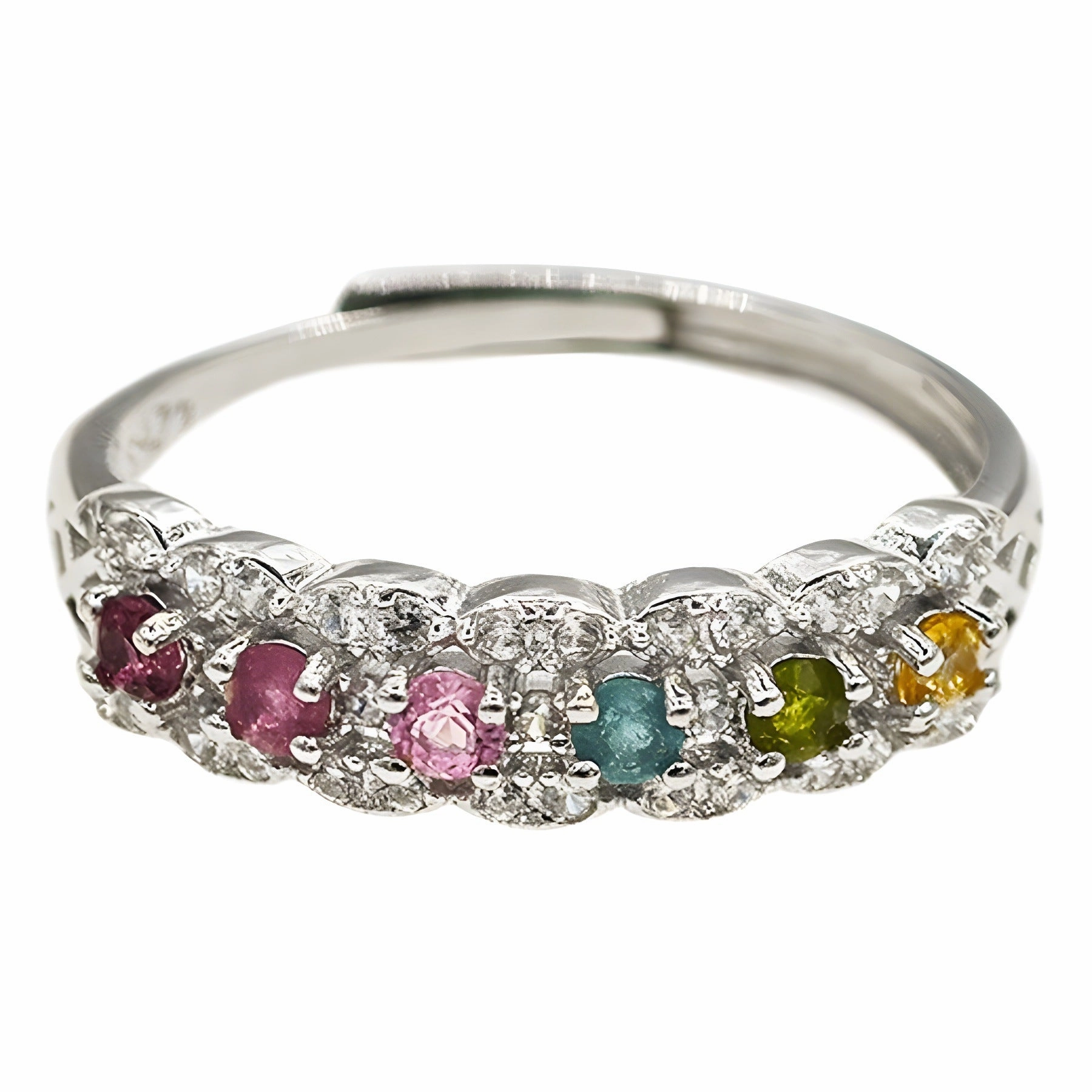 Wholesale 925 silver natural colored tourmaline ring
