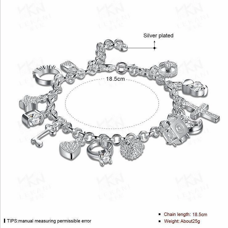 Wholesale 925 Silver Thirteen Pendant Bracelet
