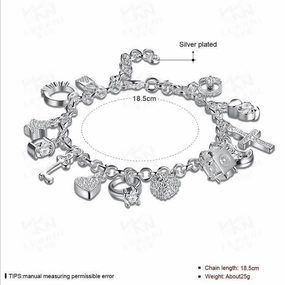 Wholesale 925 Silver Thirteen Pendant Bracelet
