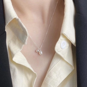 Wholesale 925 Sterling Silver Freshwater Pearl Necklace Clavicle Chain