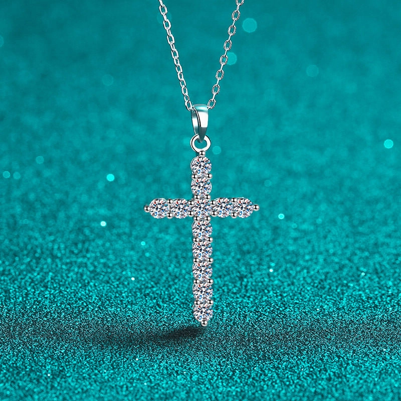 Wholesale 925 Sterling Silver Moissanite Cross Necklace