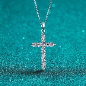 Wholesale 925 Sterling Silver Moissanite Cross Necklace