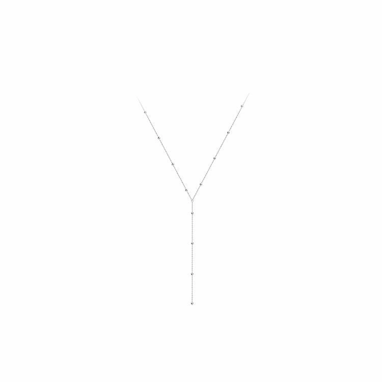 Wholesale 925 Sterling Silver Round Bead Tassel Necklace