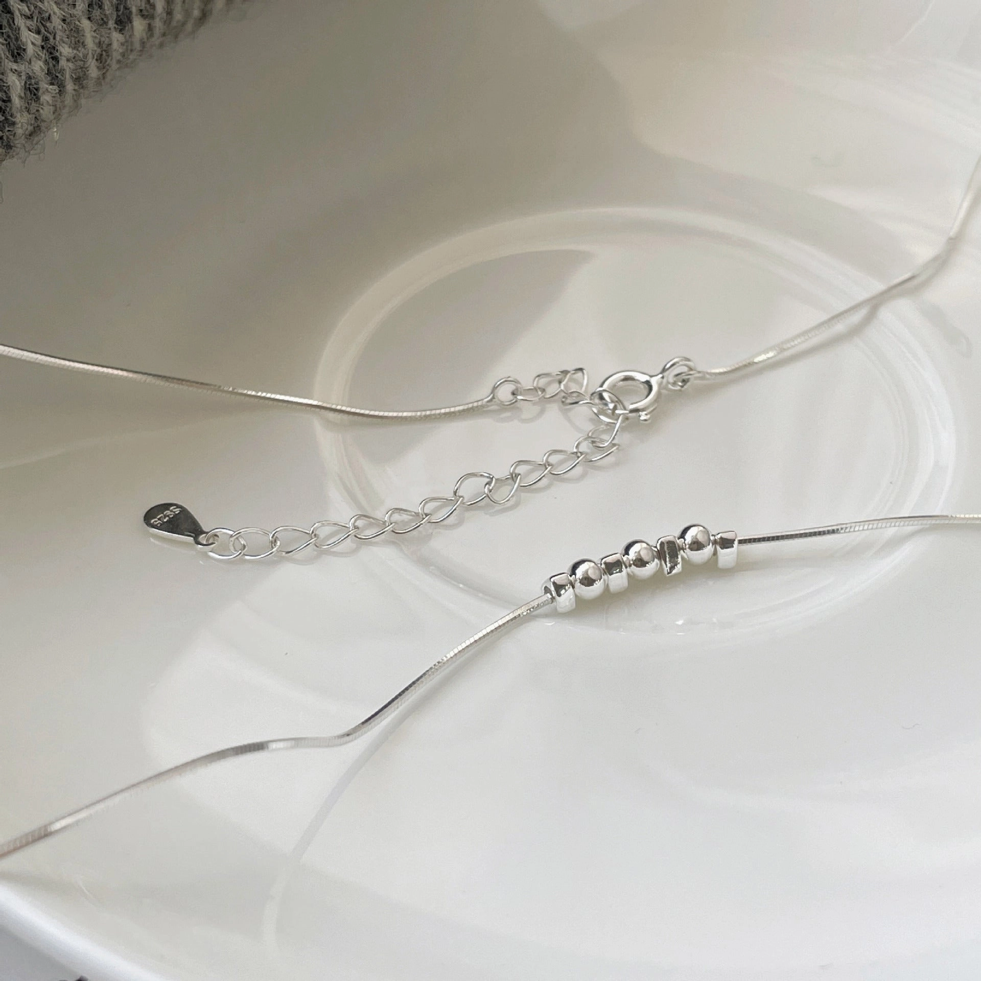 Wholesale 925 Sterling Silver Small Round Bead Necklace Clavicle Chain