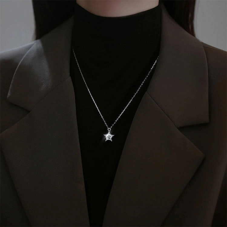 Wholesale 925 Sterling Silver Star Studded Diamond Necklace