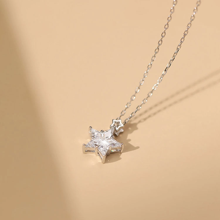 Wholesale 925 Sterling Silver Star Studded Diamond Necklace