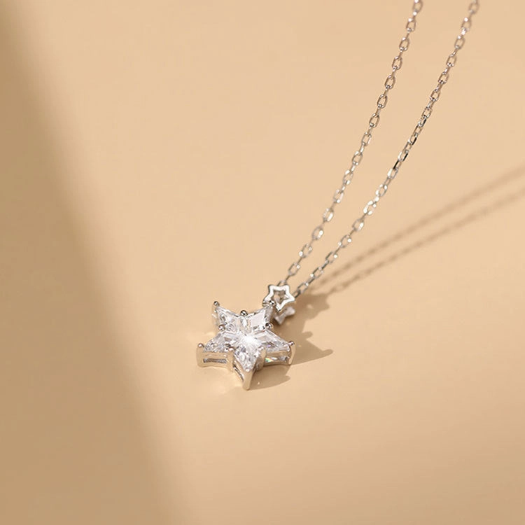 Wholesale 925 Sterling Silver Star Studded Diamond Necklace