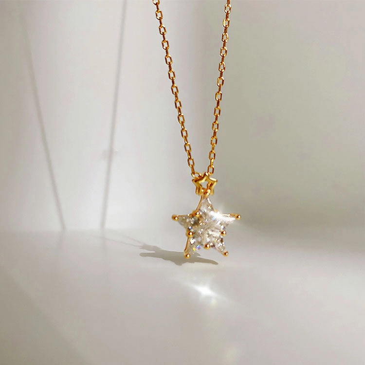 Wholesale 925 Sterling Silver Star Studded Diamond Necklace