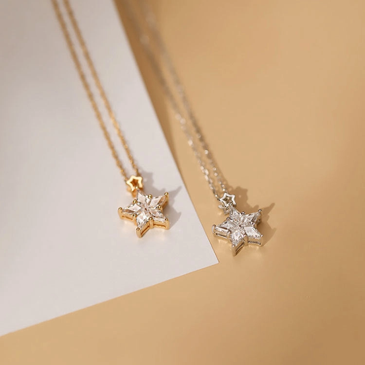 Wholesale 925 Sterling Silver Star Studded Diamond Necklace