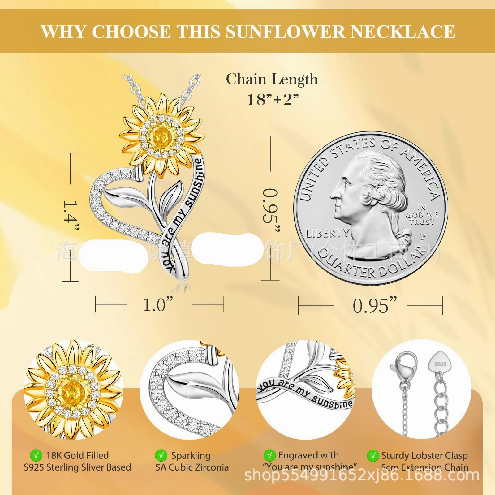 Wholesale 925 sterling silver sunflower necklace
