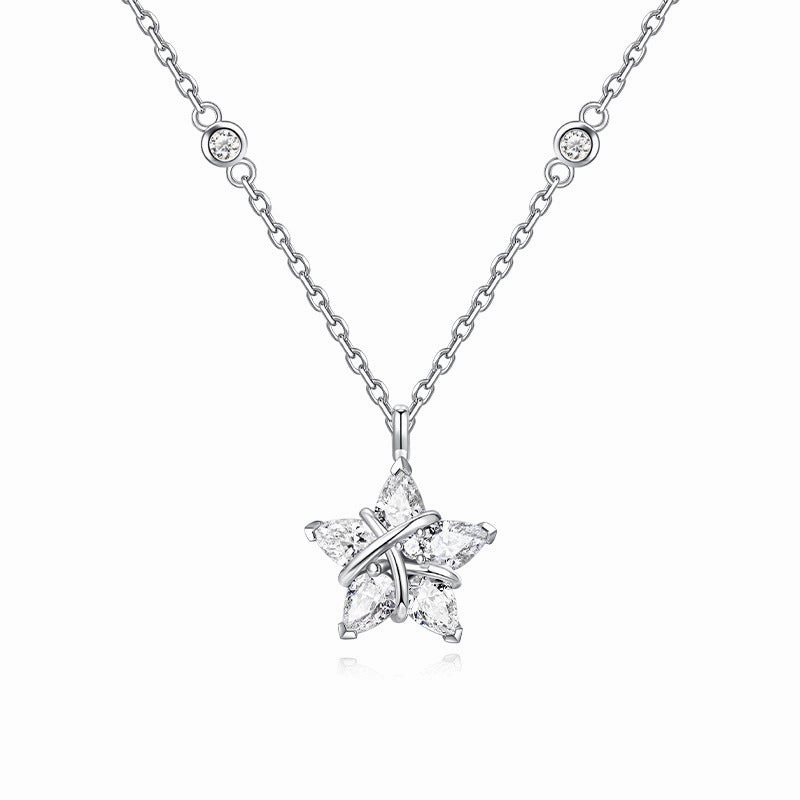 Wholesale 925 Sterling Silver Weaving Girl Star Necklace Female Niche Design Sense Tanabata Valentine's Day Gift for Girlfriend