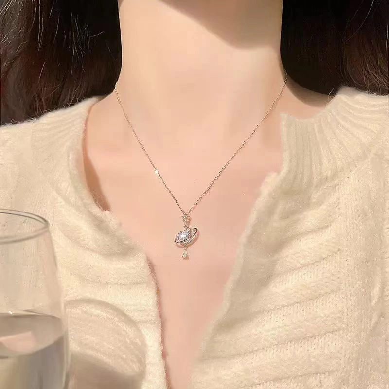 Wholesale 999 Sterling Silver Necklace Women's Summer Pendant Collarbone Chain Tanabata Gift for Girlfriend