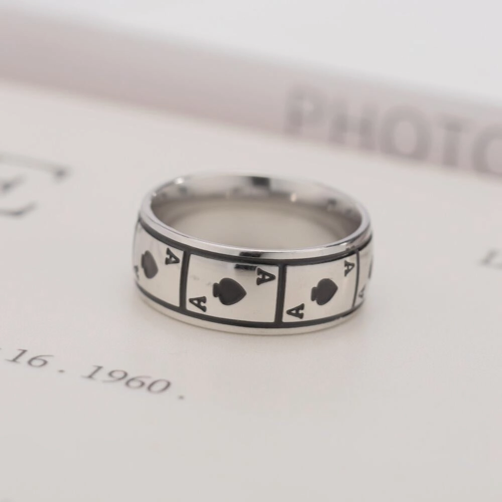 Wholesale Ace of Spades Titanium Steel Ring Ring