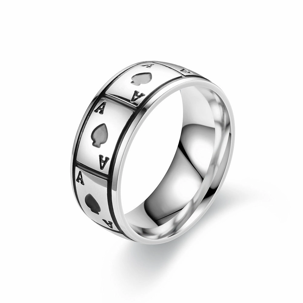 Wholesale Ace of Spades Titanium Steel Ring Ring