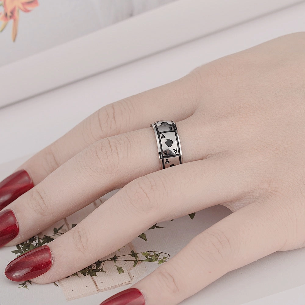 Wholesale Ace of Spades Titanium Steel Ring Ring