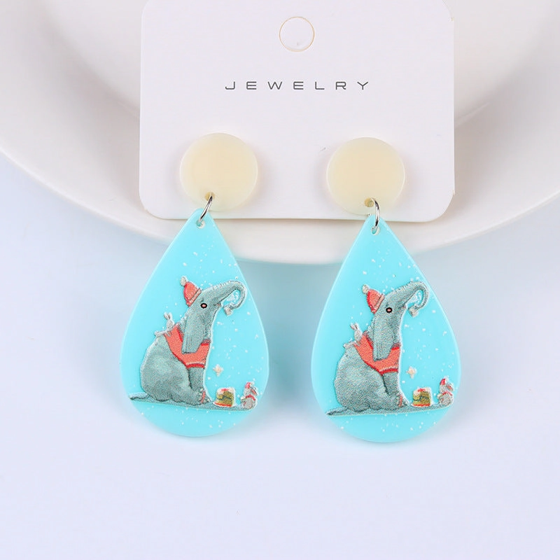 Wholesale Acrylic Animal Relief Printed Earrings