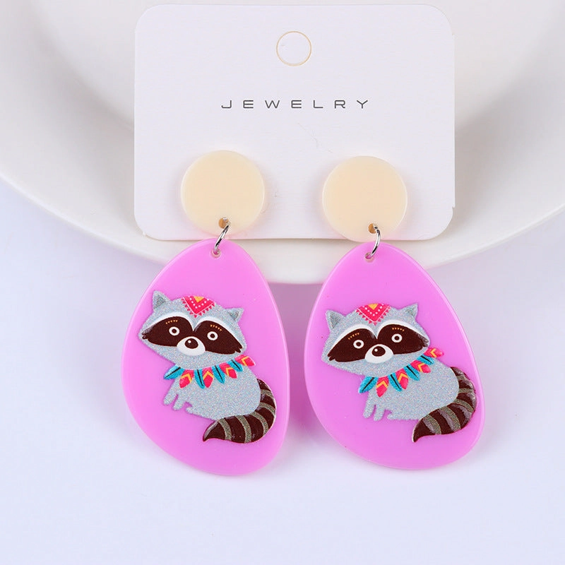 Wholesale Acrylic Animal Relief Printed Earrings