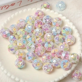 Wholesale Acrylic color high-grade heavy industry diamond love pearl beads diy handmade beaded pen necklace accessories