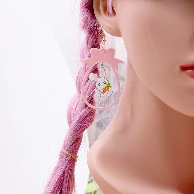 Wholesale Acrylic Colored Rabbit Earrings