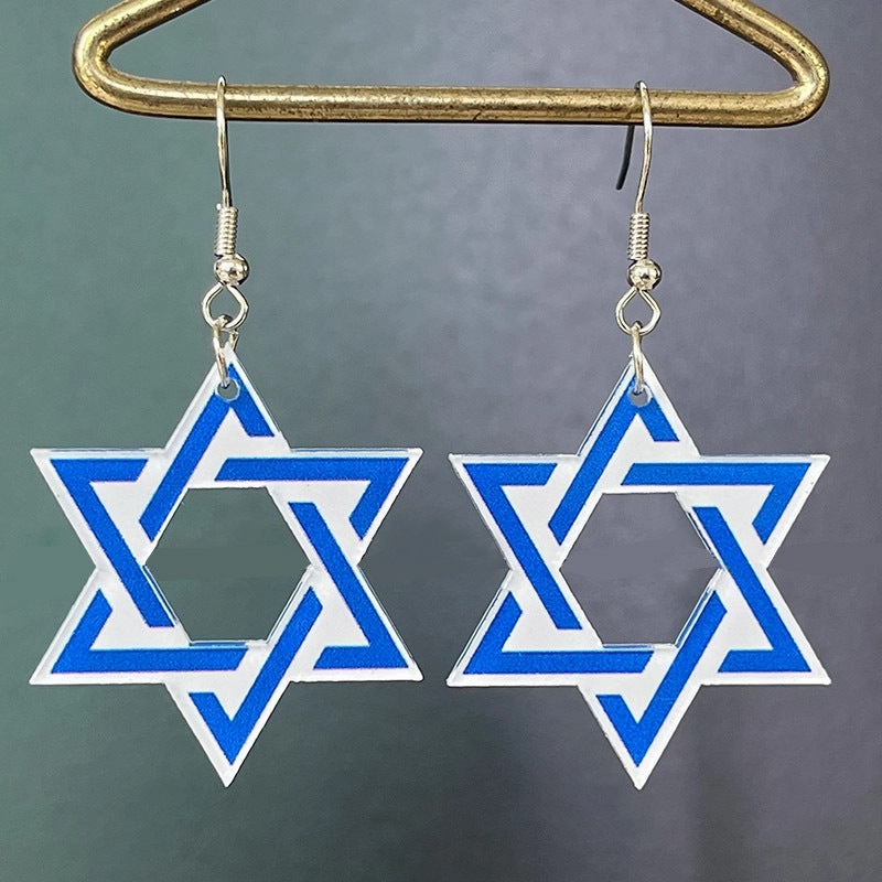 Wholesale Acrylic Hanukkah Star Earrings 2 Pairs in A Pack