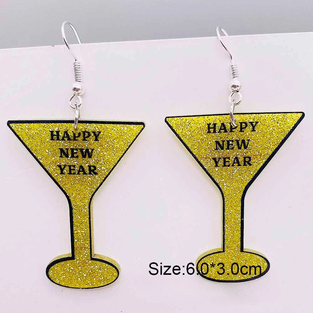 Wholesale Acrylic Pentagram Peach Heart Sparkling Powder Wine Glass Splicing Earrings