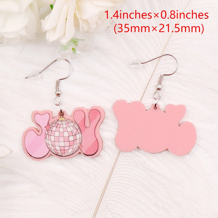 Wholesale Acrylic Pink Christmas Disco Spike Earrings