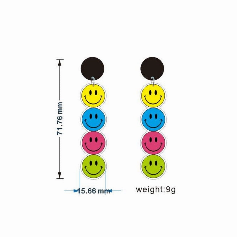 Wholesale Acrylic Printing Smiley Face Earrings