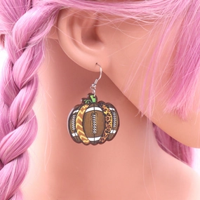 Wholesale Acrylic Pumpkin Rugby Earrings