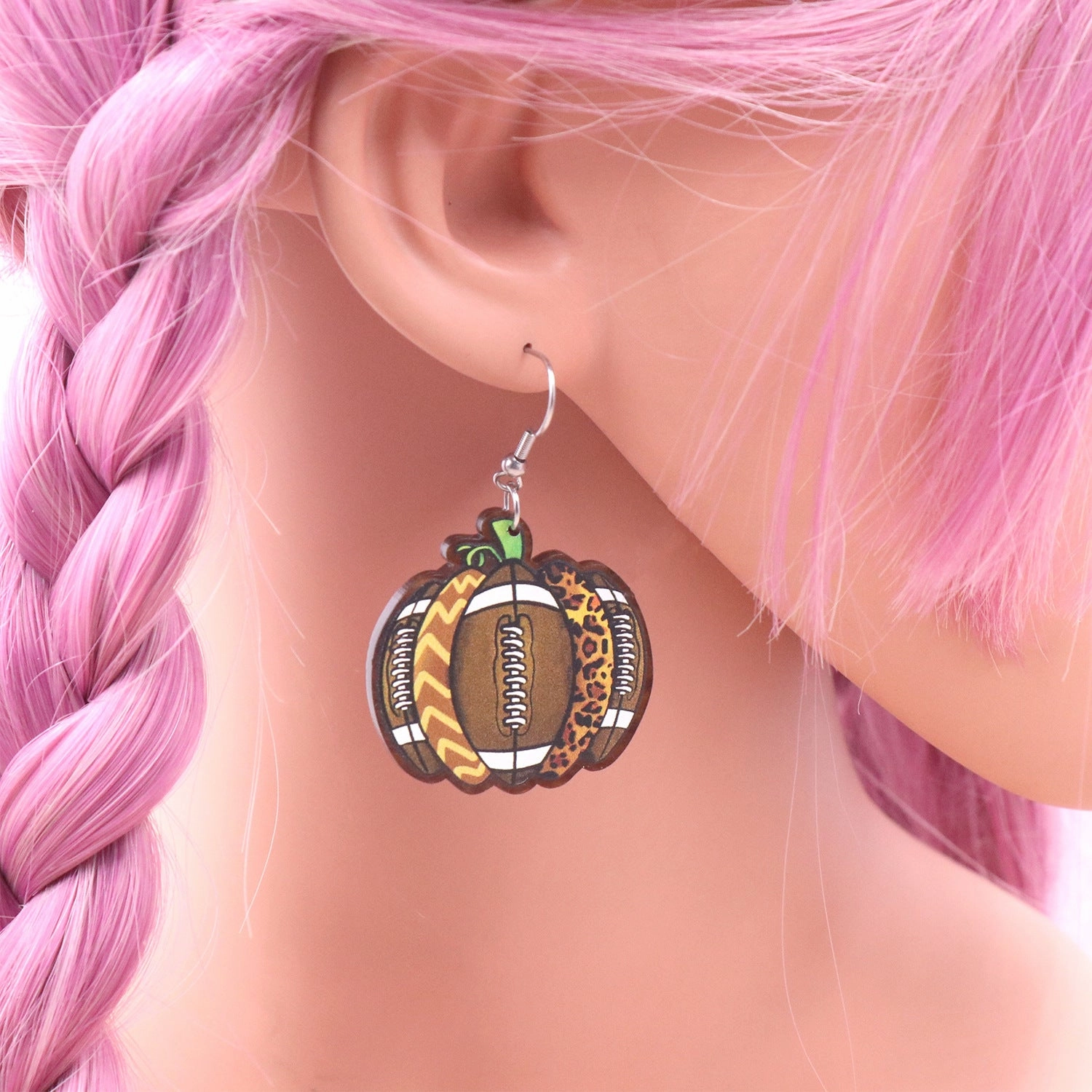 Wholesale Acrylic Pumpkin Rugby Earrings