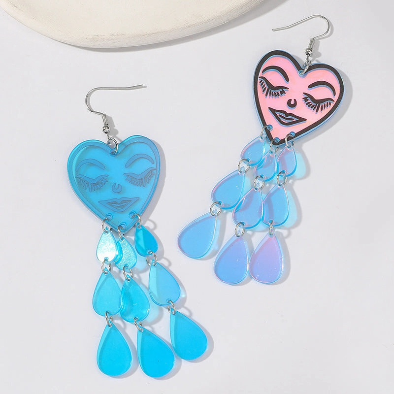 Wholesale Acrylic Valentine's Day Crying Water Drop Love Earrings