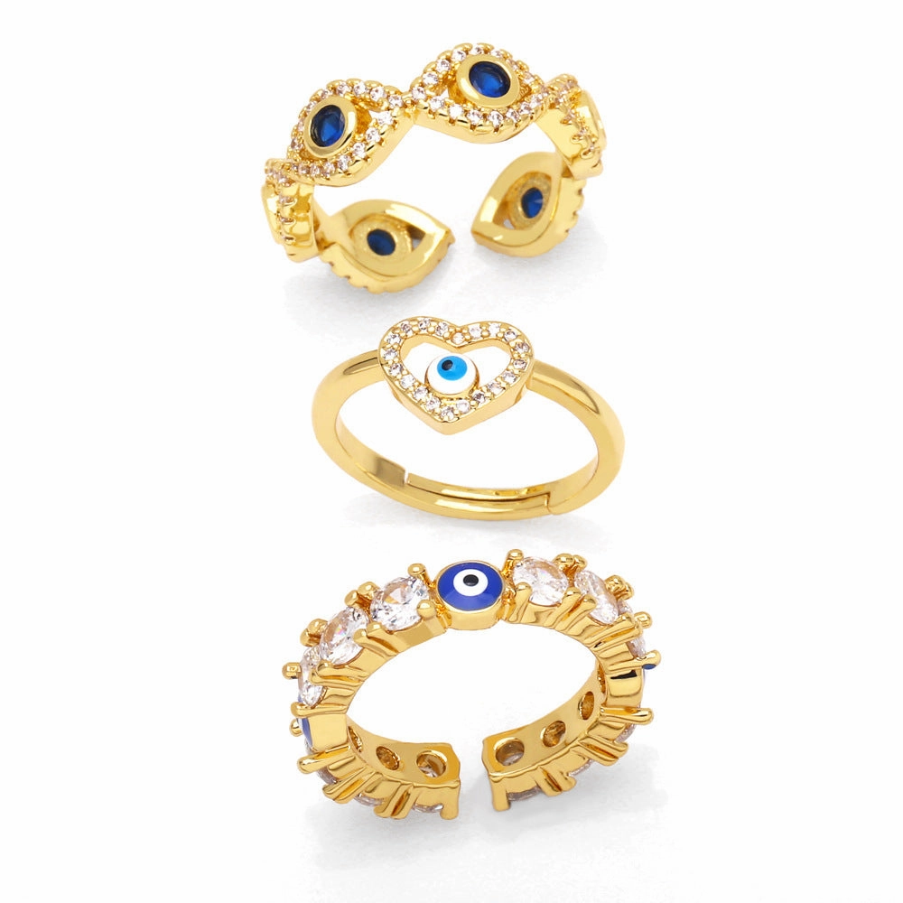 Wholesale Adjustable Devil Eye Gold Plated Copper Ring