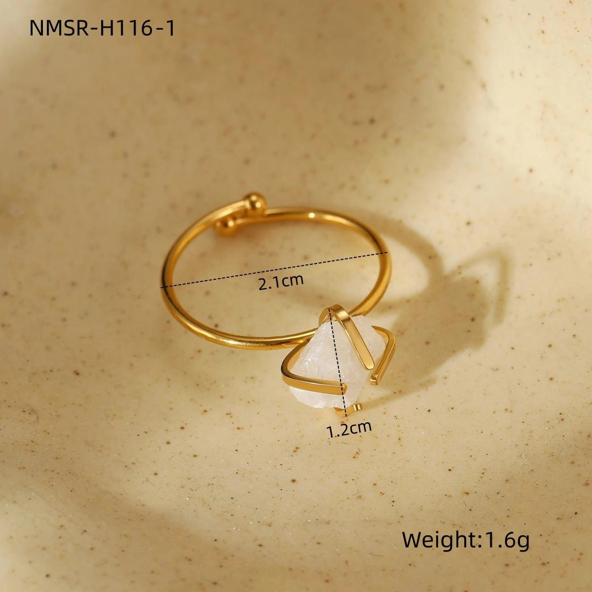 Wholesale Adjustable Open Titanium Steel Vintage Natural Stone Ring
