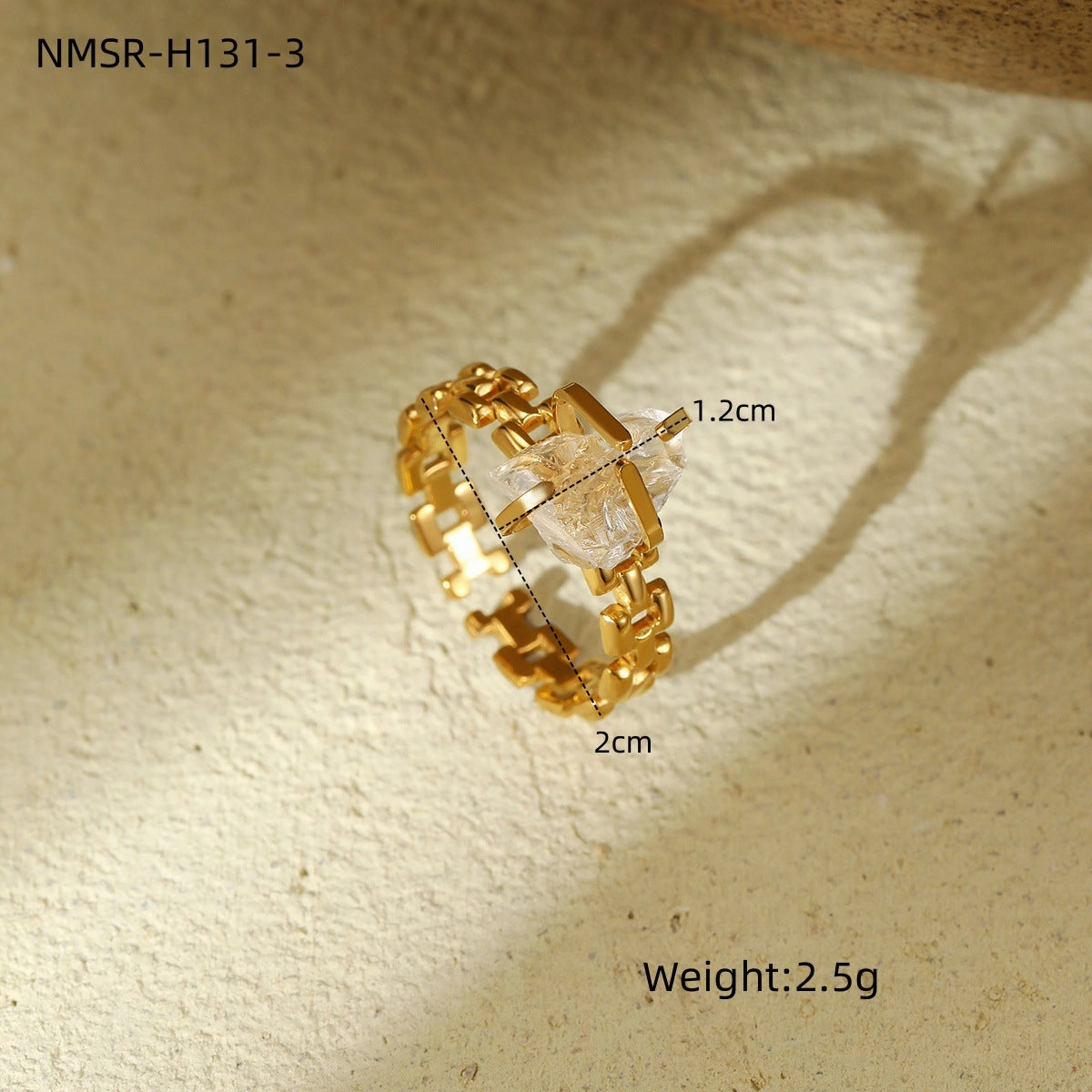 Wholesale Adjustable Open Titanium Steel Vintage Natural Stone Ring