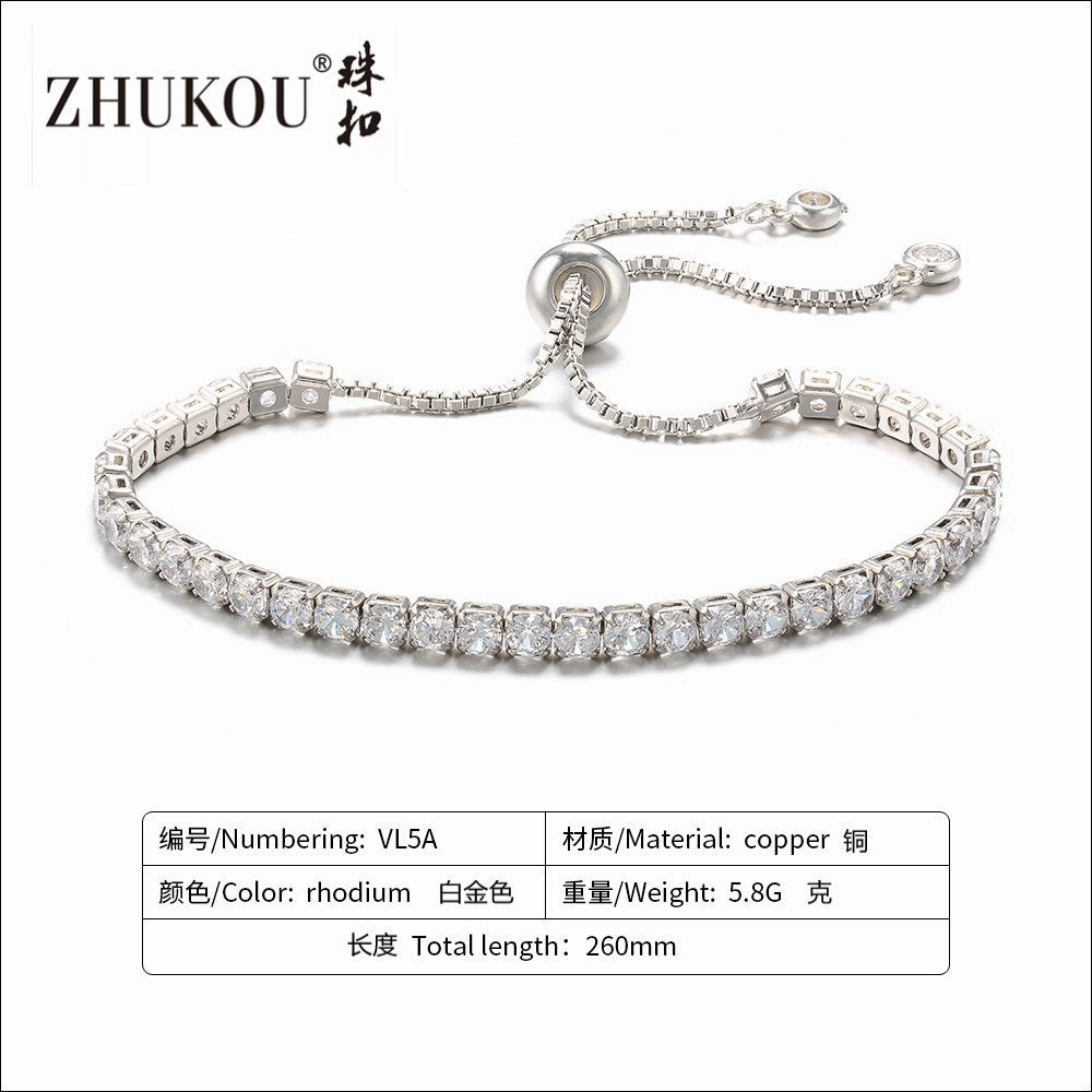 Wholesale Adjustable Pull-out Bracelet Zirconia Bracelet Thickened Plated Real