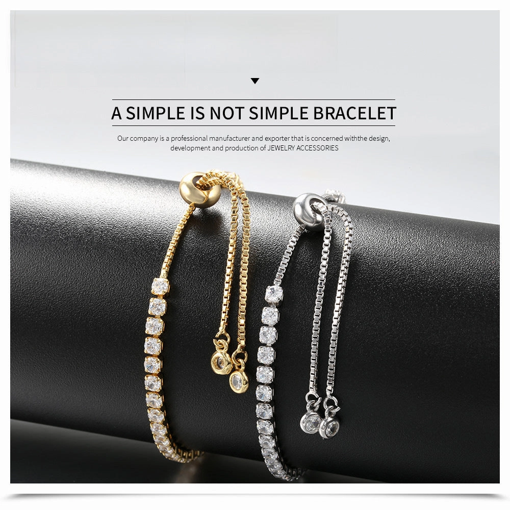 Wholesale Adjustable Pull-out Bracelet Zirconia Bracelet Thickened Plated Real