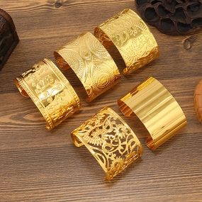 Wholesale Alien Dunhuang Gold Wide Bracelet Female Ethnic Style Bohemian Arm Dai Bracelet