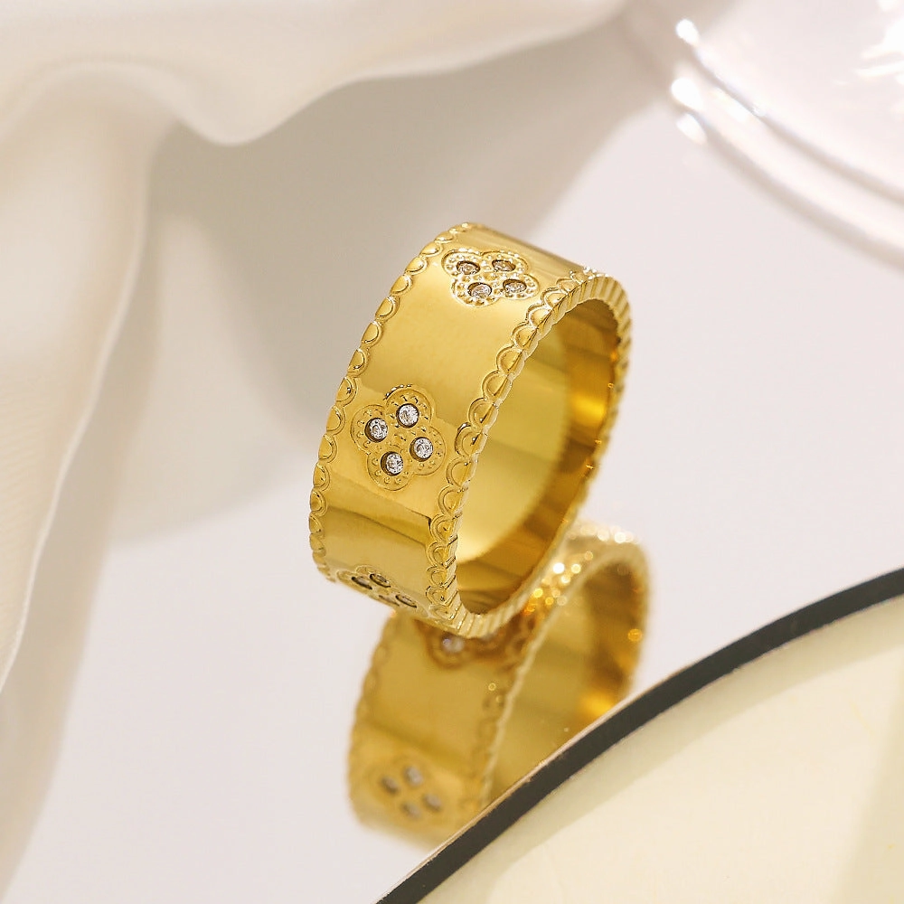 Wholesale All-match Love Heart Diamond Titanium Steel Ring