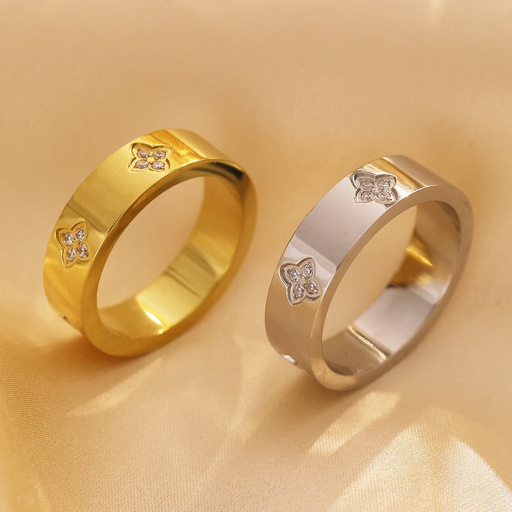 Wholesale All-match Love Heart Diamond Titanium Steel Ring