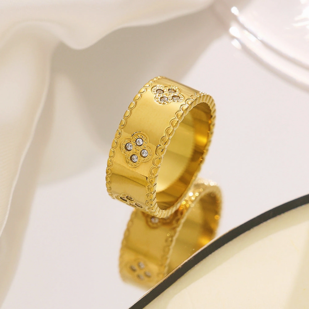 Wholesale All-match Love Heart Diamond Titanium Steel Ring