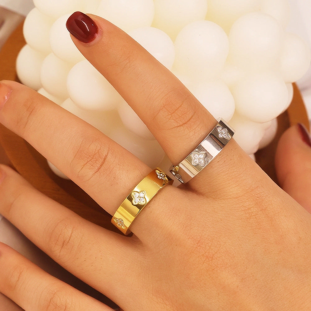 Wholesale All-match Love Heart Diamond Titanium Steel Ring