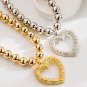 Wholesale Alloy Beaded Simple Hip-hop Style Beaded Necklace